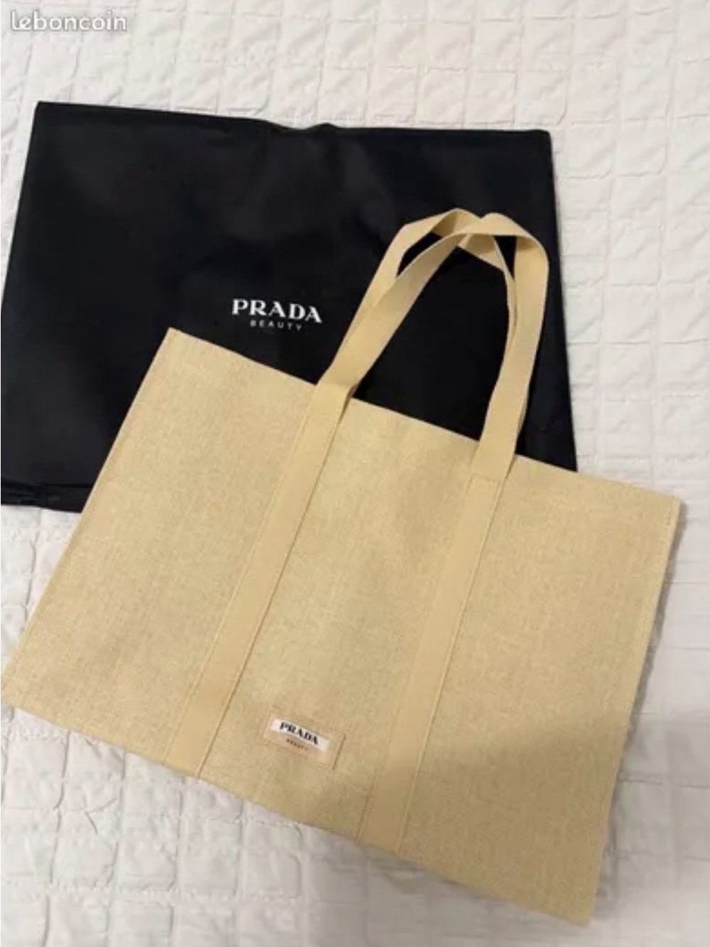 Prada Natural Canvas Tote with Double Straps